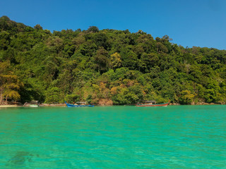 Fototapeta premium Beach and tropical sea, Surin Island, Phang-Nga Province, Thailand.