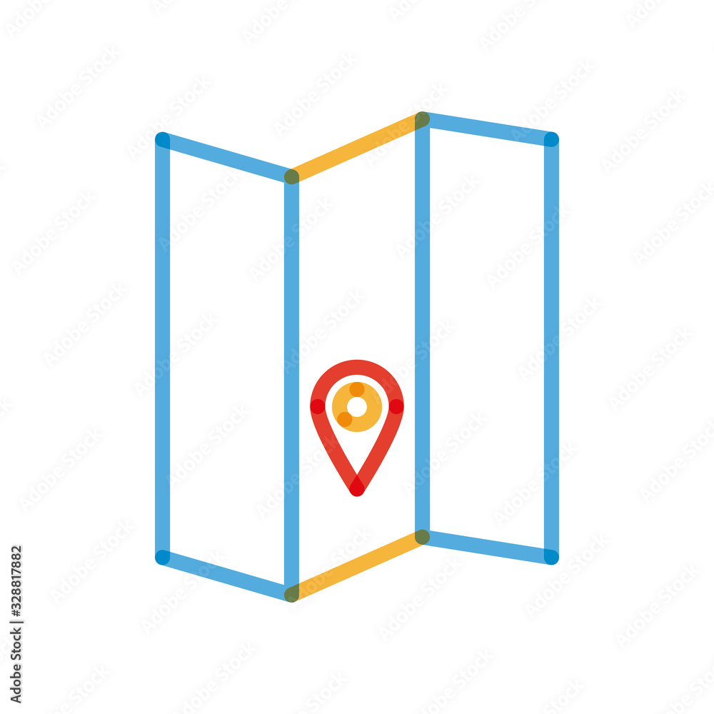 Poster isolated gps mark multiply line style icon vector design