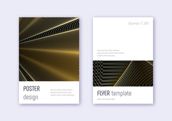 Minimalistic cover design template set. Gold abstr