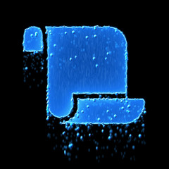 Wet symbol scroll is blue. Water dripping