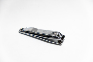 Close-up old Nail clippers isolated on white background