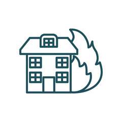 house and flame line style icon vector design