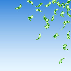 American dollar notes falling. Sparse USD bills on