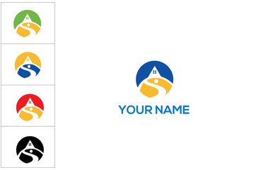 House, sun, real estate vector logo