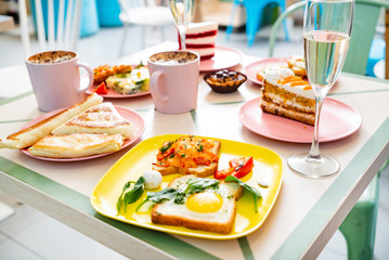 tasty breakfast in the cafe