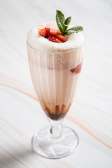 milkshake with strawberries and chocolate