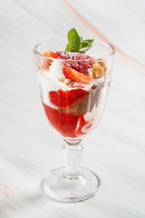 summer dessert with strawberries and chocolate