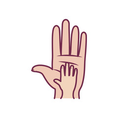 Obraz premium baby and mother hand line and fill style icon vector design