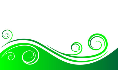 Decorative green and white vector background, curly curved lines, copy space.