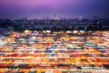 Rod Fai , Train night street food market. Bangkok, Thailand.