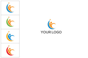 Logo Progress Man Icon Element Template Design Logos