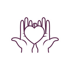 Isolated heart over hands line style icon vector design