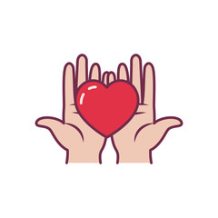 Isolated heart over hands line and fill style icon vector design