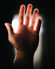 hand on backlit background