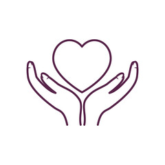 Obraz premium Isolated heart over hands line style icon vector design
