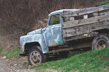 old forest machine for moving around the forest