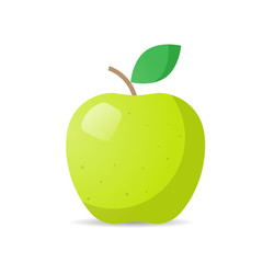 fresh juicy green apple icon tasty ripe fruit isolated on white background healthy food concept vector illustration