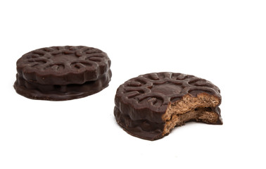 double chocolate chip cookies isolated