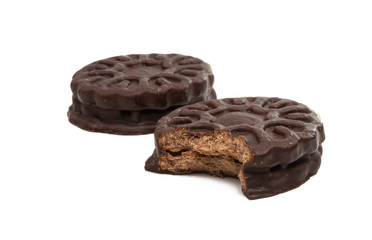 double chocolate chip cookies isolated
