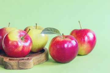red fresh apples close-up. background with red ripe apples.