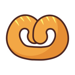 bread pretzel on white background