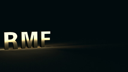  rmf text in dark tone  3d rendering for business content.