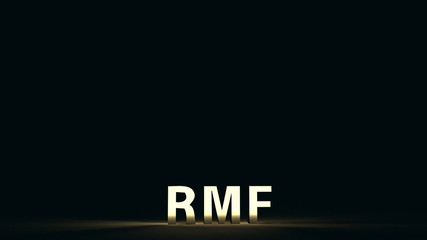  rmf text in dark tone  3d rendering for business content.