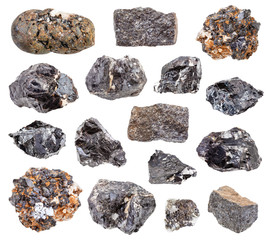 set of Sphalerite (zink blende) rocks isolated