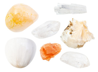 set of various Zeolite rocks isolated on white