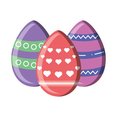 Easter eggs decorated on white background