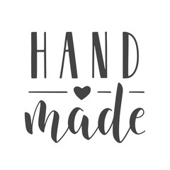 Vector Illustration. Handwritten Lettering of Handmade. Template for Banner, Card, Label, Postcard, Poster, Sticker, Print or Web Product. Objects Isolated on White Background.