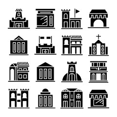 building and construction icons vector set