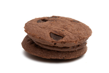 Fototapeta na wymiar cookies with chocolate drops and chocolate cream Isolated