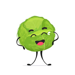 cute cabbage character cartoon mascot vegetable healthy food concept isolated vector illustration