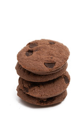 cookies with chocolate drops and chocolate cream Isolated