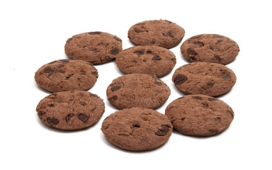 cookies with chocolate drops and chocolate cream Isolated