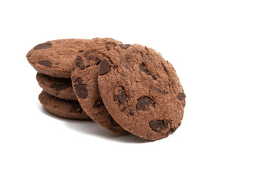 cookies with chocolate drops and chocolate cream Isolated