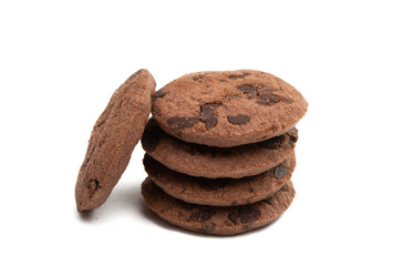 cookies with chocolate drops and chocolate cream Isolated