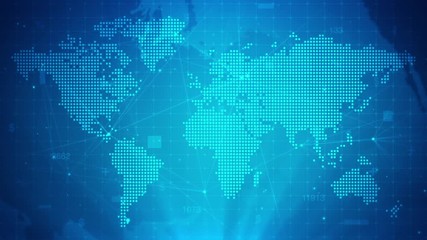 World map digital network connected dots background,Video background images for business launches,Introduction to business marketing technology presentation content - Powered by Adobe