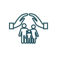 hands over family line style icon vector design
