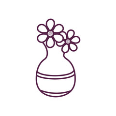 Isolated flowers inside vase line style icon vector design