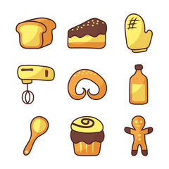 set of icons bakery on white background