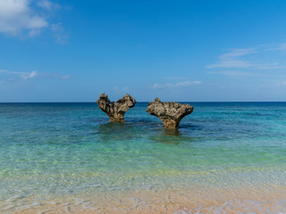 Horizontal Image of Heart Rocks in Kourijima, Okinawa, Japan