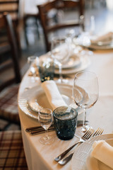 Table set for an event party or wedding reception