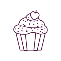 Isolated cupcake dessert line style icon vector design