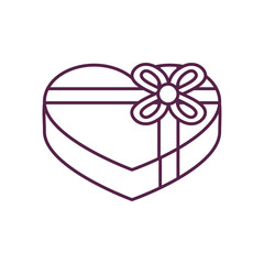 heart gift with bowtie line style icon vector design