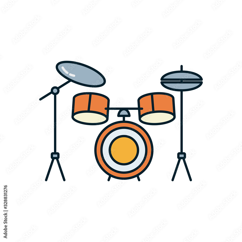 Aufkleber drum set instrument line and fill style icon vector design