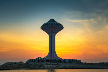 Dramatic sunrise clouds view in Alkhobar sea side Saudi Arabia.