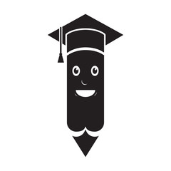 Graduation cap, pencil character cartoon