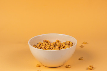 Honey rings cereal box for morning breakfast.